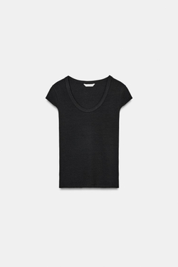 ZARA ФУТБОЛКА С ШИРОКИМ ВЫРЕЗОМ, УГОЛЬНЫЙ