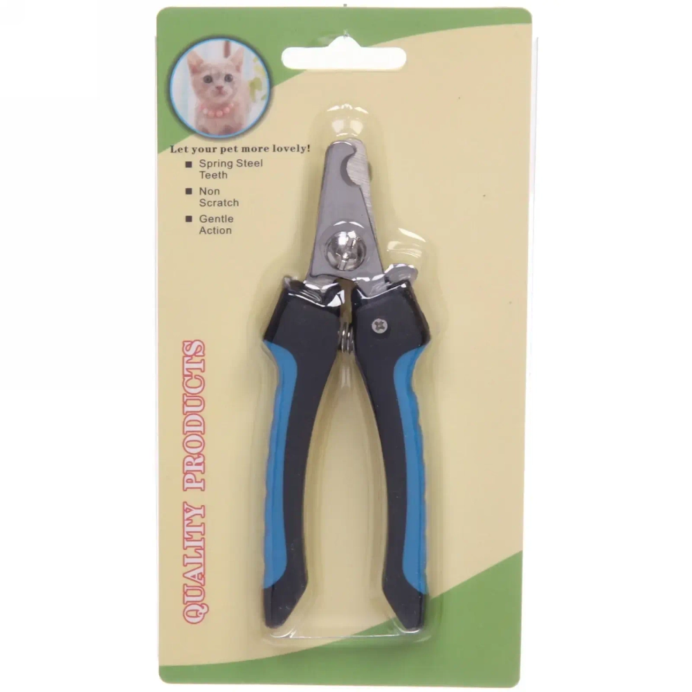 Когтерез для животных «ЗООУЛЬТРА», пружинный механизм, ручки прорезиненные - волна, цвет чёрный / голубой, 12см