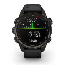 Умные часы Garmin Descent MK3i - 43 мм Титан Carbon Grey DLC с черным силиконовым ремешком