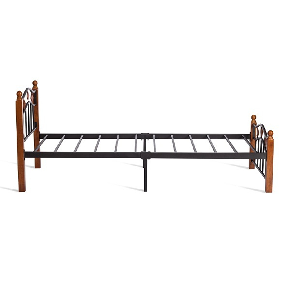 Кровать AT-126 -дерево гевея/металл, 90*200 см (Single bed), красный дуб/черный