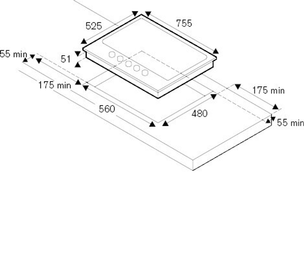 Газовая варочная панель Bertazzoni P755CMODGNE