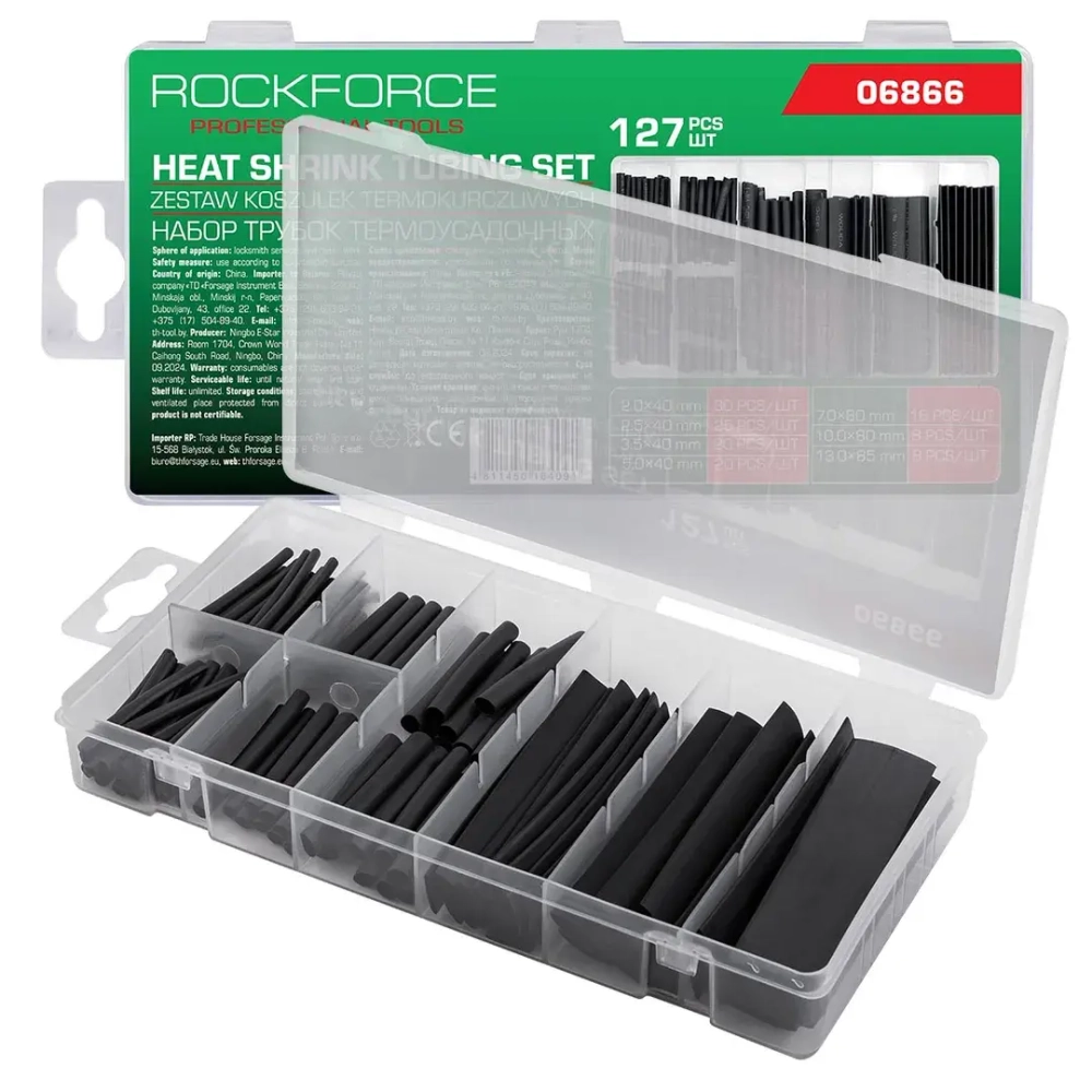 Трубки термоусадочные, набор 127пр. RockFORCE RF-06866