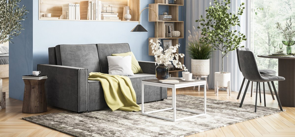 Диван Норд двухместный Велюр Монолит серый