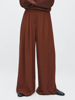 Massimo Dutti Широкие брюки с вытачками и эластичным поясом, оранжевый