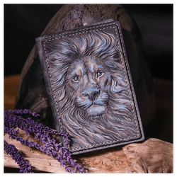 Чехол на паспорт «Лев» серый
