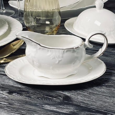 Lenardi 305-078 Соусник с блюдцем АВРОРА ЗОЛОТО в под.уп.(х18)Фарфор