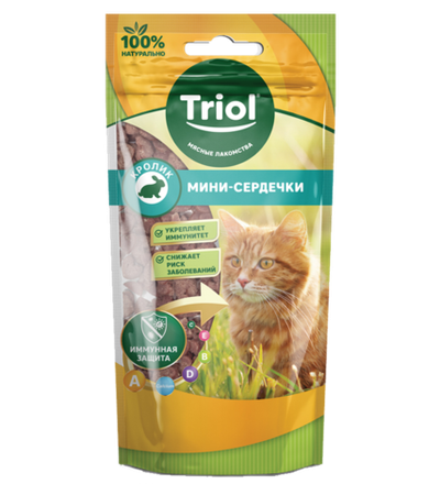 Лакомство для кошек «Мини-сердечки из кролика», 40гр, Triol