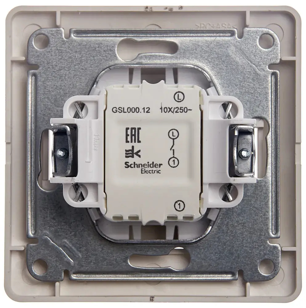 GLOSSA 1-клавишный ВЫКЛЮЧАТЕЛЬ, сх.1, 10AX, в сборе, ПЛАТИНА