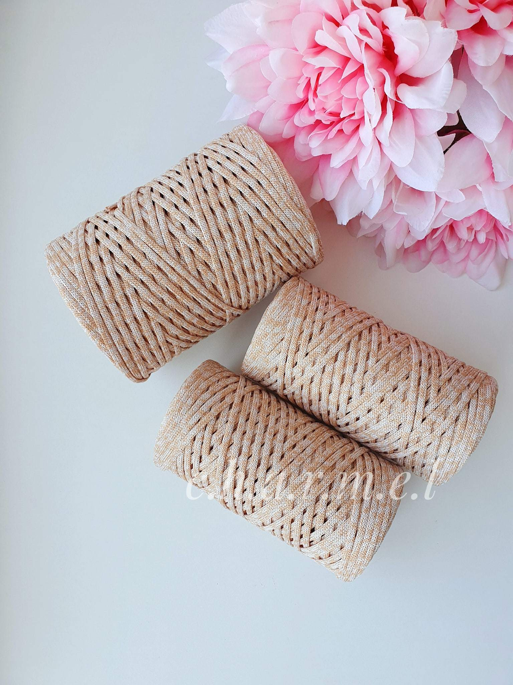 Peach melange Lite polyester cord 3 mm