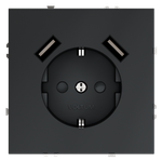 Розетка встраиваемая VOLTUM S70 с заземлением и защитными шторками, 16А, с USB, A+A, (графит)