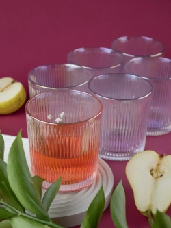 Набор ребристых бокалов для виски, 350 мл. 6 шт. перламутр