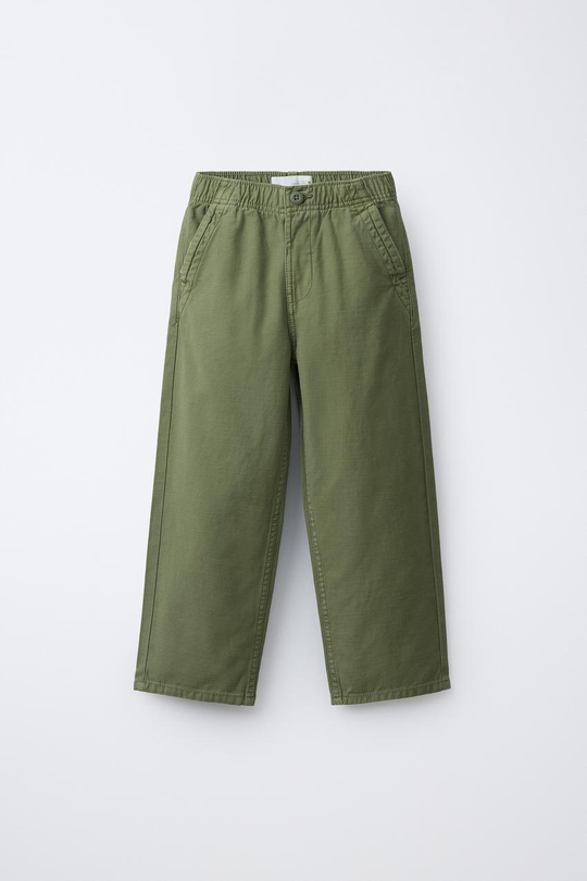 ZARA БРЮКИ ПРЯМОГО КРОЯ, ЗЕЛЕНЫЙ