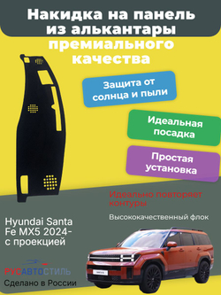 Накидка на панель из алькантары на Hyundai Santa Fe MX5 2024- с проекцией