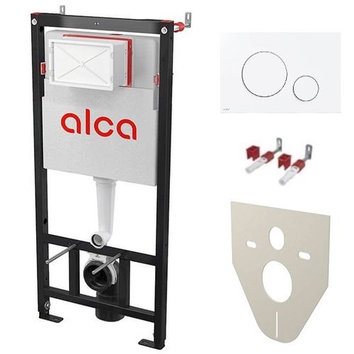Инсталляция AlcaPlast AM101/1120-4:1 RU M670-0001, кнопка M670 белая, с шумоизоляцией