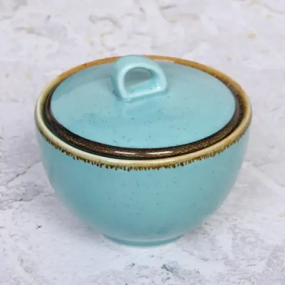 Сахарница керамическая «Tiffany Blue» 10*10*9см