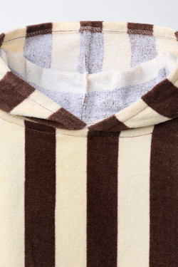 ZARA ПОНЧО-ПОЛОТЕНЦЕ В ПОЛОСКУ, КОРИЧНЕВЫЙ