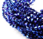 ББЛ006НН4 Хрустальные бусины "биконус", цвет: синий металлик, размер 4 мм, кол-во: 95-100 шт.