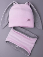 Шапка для девочек осенняя, с ушками розовая