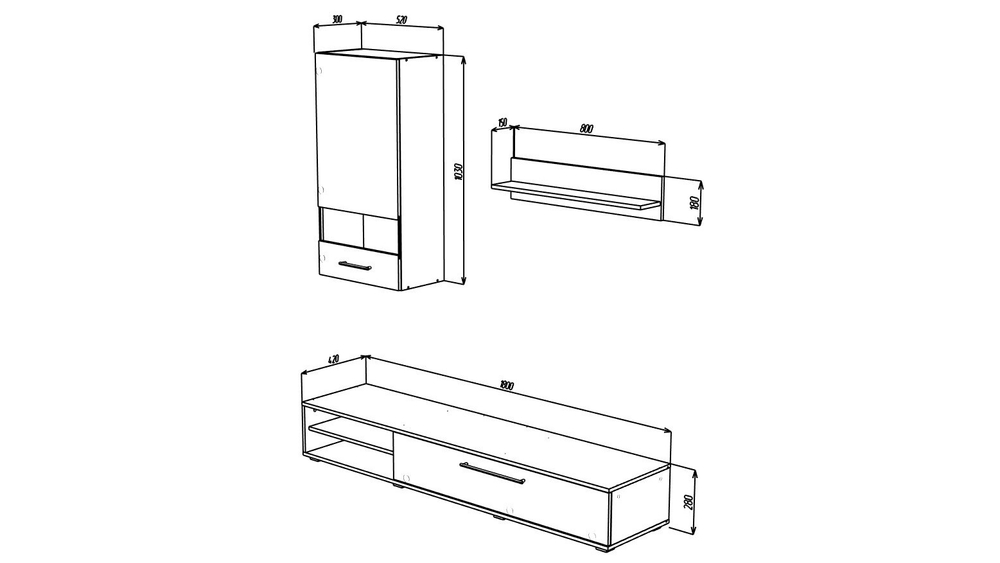 Гостиная Солюк МДФ Барит CR-01 / Белый Фасадный 0101 180*42*190 см, Барит, Белый Фасадный   Фиеста