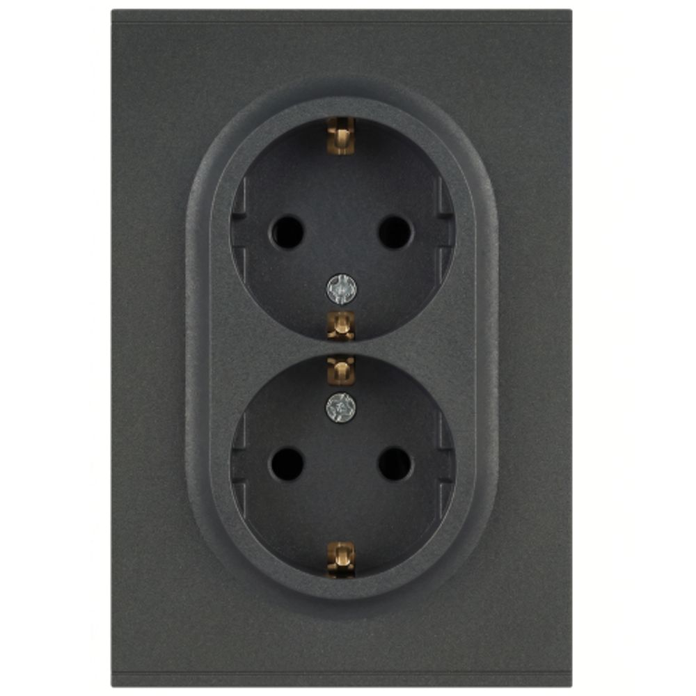 Розетка ЭРА Arktik 16-2105-06 двойная с заземлением 2X2P+E Schuko со шторками 16А-250В графит | Эра Arktik