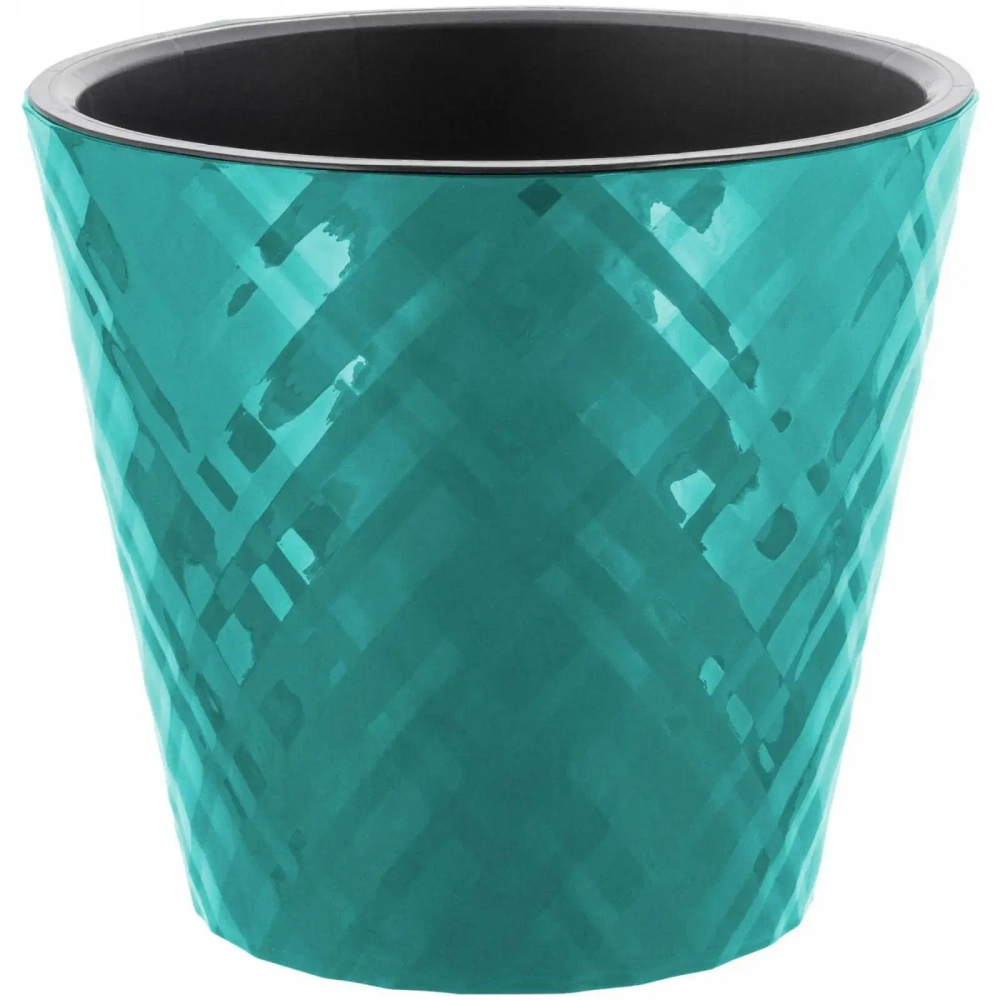 Горшок для цветов пластиковый 3,3л d-19см «Manhattan» c дренажной вставкой, тропический лес