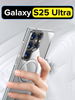 Чехол для Samsung Galaxy S25 Ultra WLONS Spirit Shield прозрачный, с MagSafe и металлической подставкой в блоке камеры