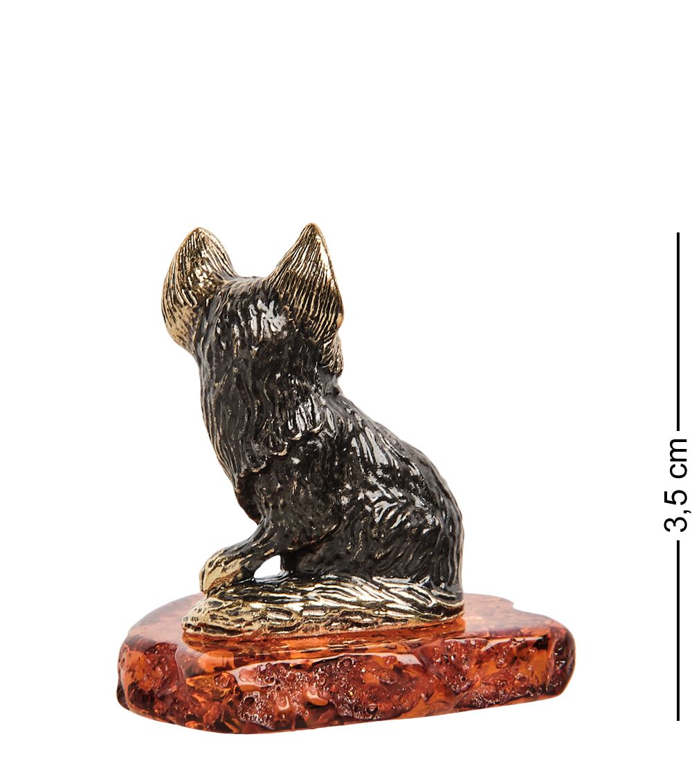 Народные промыслы AM-1567 Фигурка «Лисенок» (латунь, янтарь)