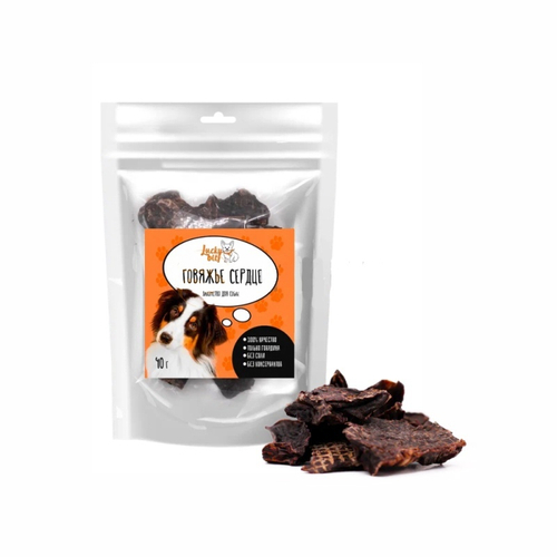 Лакомство для собак Lucky bits сердце говяжье, 40 г