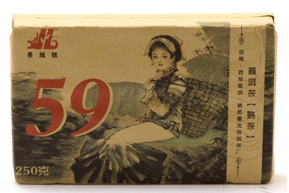 0983/2022 Чай прессованный черный Пуэр Шу "Цзинлун, №59" ча чжуань, 250 гр