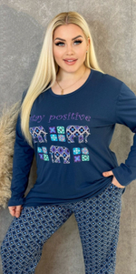 Пижама женская штаны+футб д/р (флан) ПВ0008-2 велик