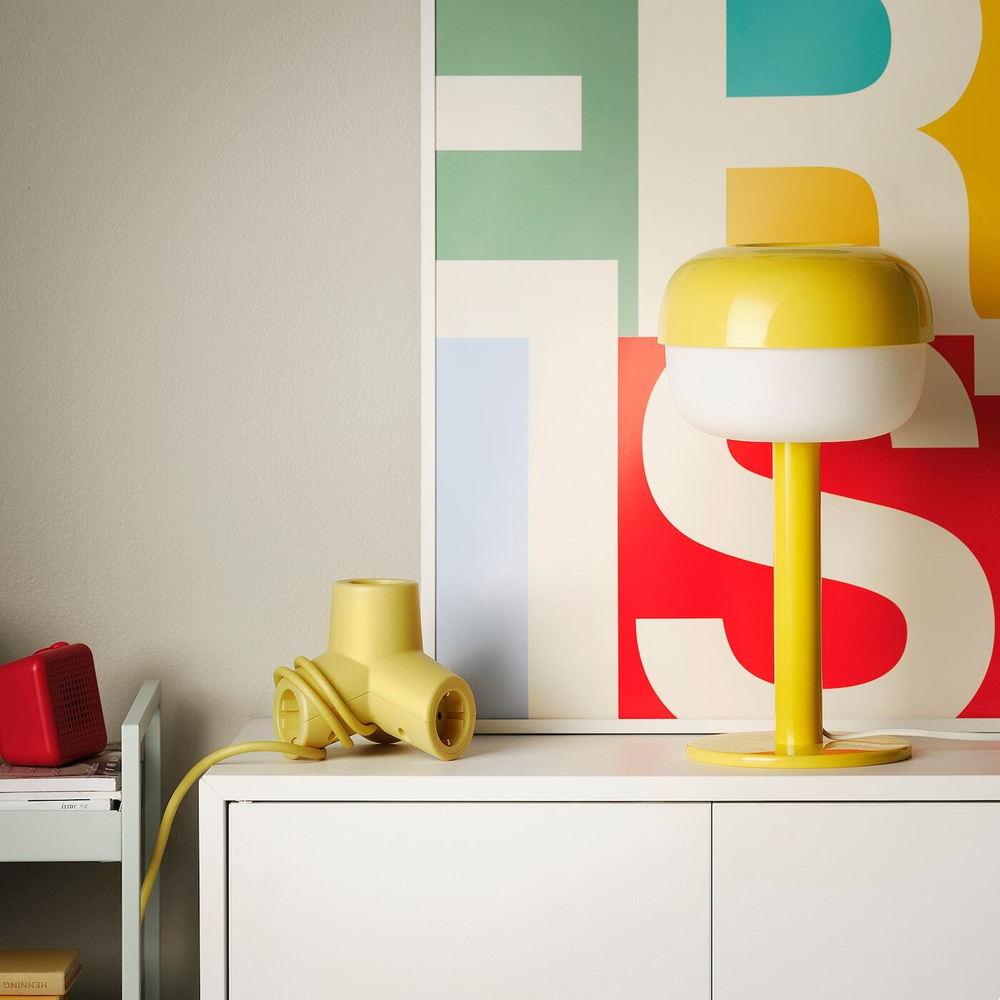 IKEA HORNFELS  (ИКЕА ХОРНФЕЛС)  -  Удлинительный кабель, желтый, 1,8 м