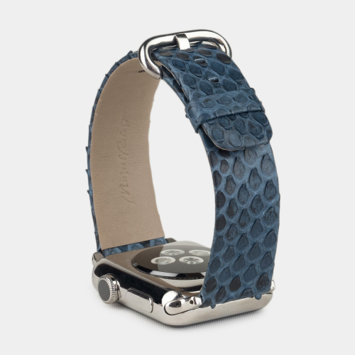 Ремешок для Apple Watch 40/41/42 mm из кожи питона, синего цвета