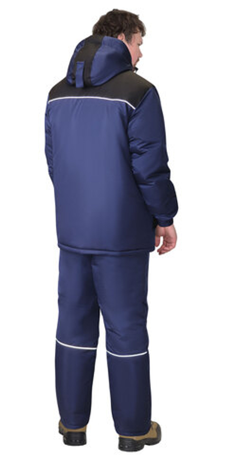 Костюм "Комфорт" зимний куртка удл., брюки синий с черным тк.Таслан