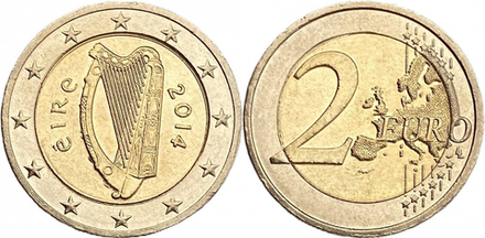 Ирландия 2 евро, 2007 - 2025 Арфа XF