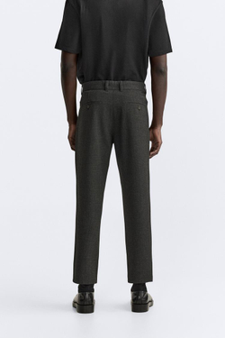 ZARA БРЮКИ КОМФОРТНОЙ ПОСАДКИ ИЗ РЕЛЬЕФНОЙ ТКАНИ, АНТРАЦИТОВО-СЕРЫЙ