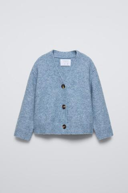 ZARA ОДНОТОННЫЙ КАРДИГАН, СИНИЙ С МЕЛАНЖЕВЫМ ЭФФЕКТОМ