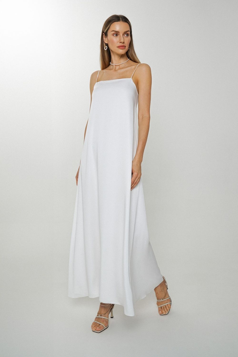 Платье-комбинация Alexandra Talalay А-силуэта AD044 белое