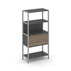 Shelf System Односекционный стеллаж четырехярусный с ящиками SN.STM-412 Антрацит/Вяз Благородный/Мет