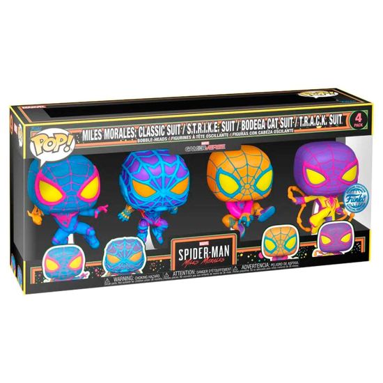 Фигурка Funko POP! Bobble Marvel Games Miles Morales (BLKLT) (Exc) 4PK 69140 / Фигурка Фанко ПОП! по мотивам компьютерной игры "Человек-паук", Человек-паук