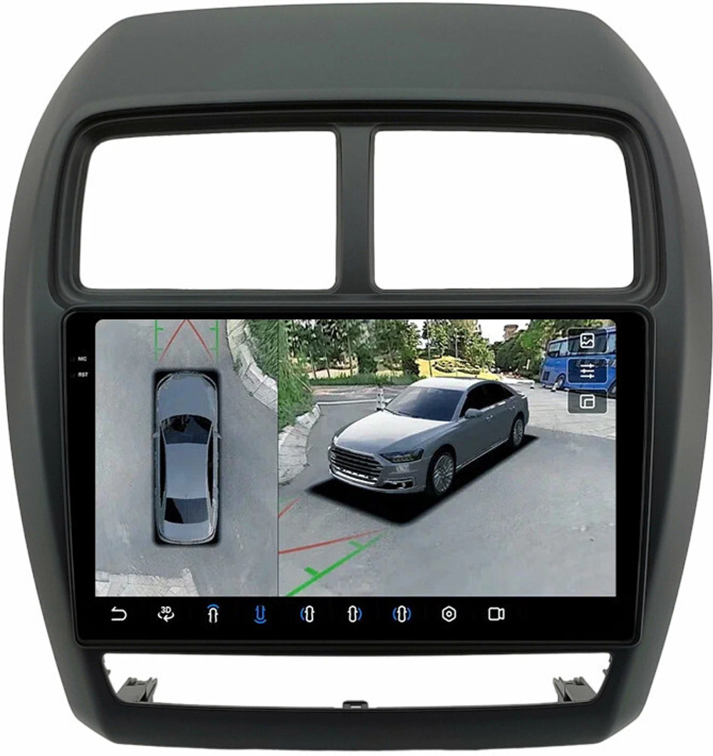 Магнитола для Mitsubishi ASX 2017+ - FarCar BX3230M-360 монитор 9.5" 2K QLED на Android 13, 6Гб+128Гб, CarPlay, 4G SIM-слот, 4 камеры в комплекте