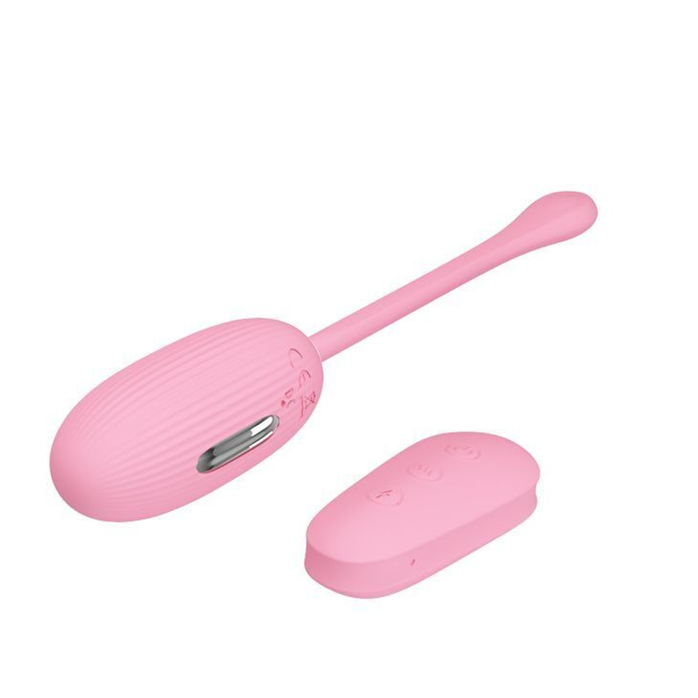 Нежно-розовое виброяйцо с функцией электростимуляции Shock Fun (Цвет: нежно-розовый)