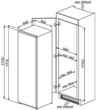 Встраиваемый холодильник Smeg S7323LFLD2P1