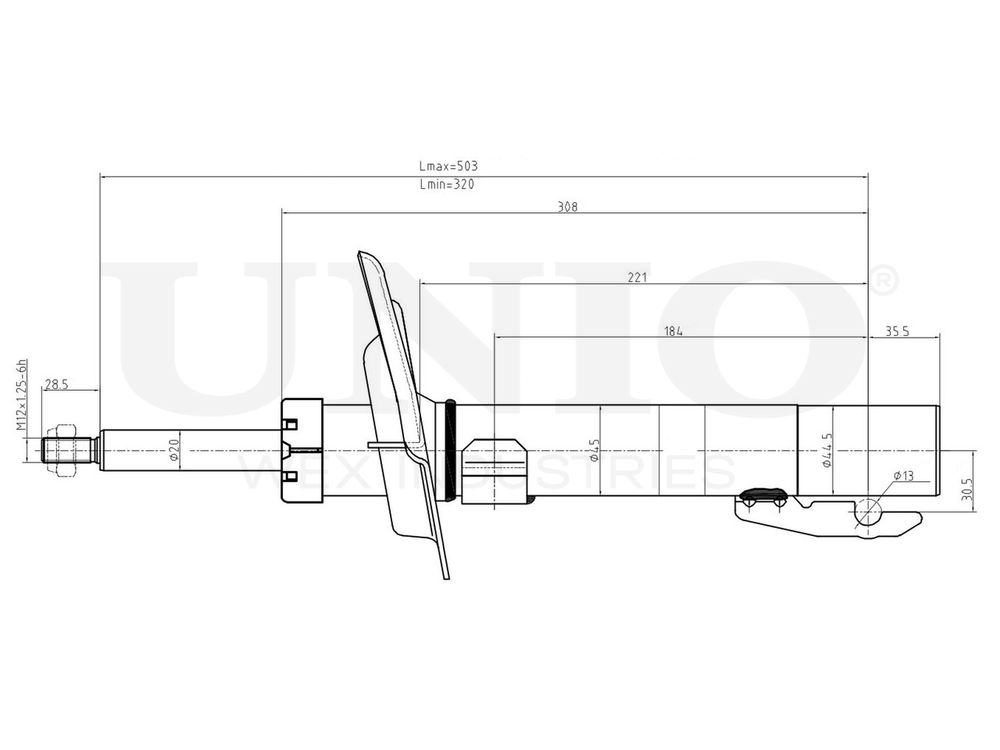 Амортизатор масляный передней подвески UNIO SAB-20036