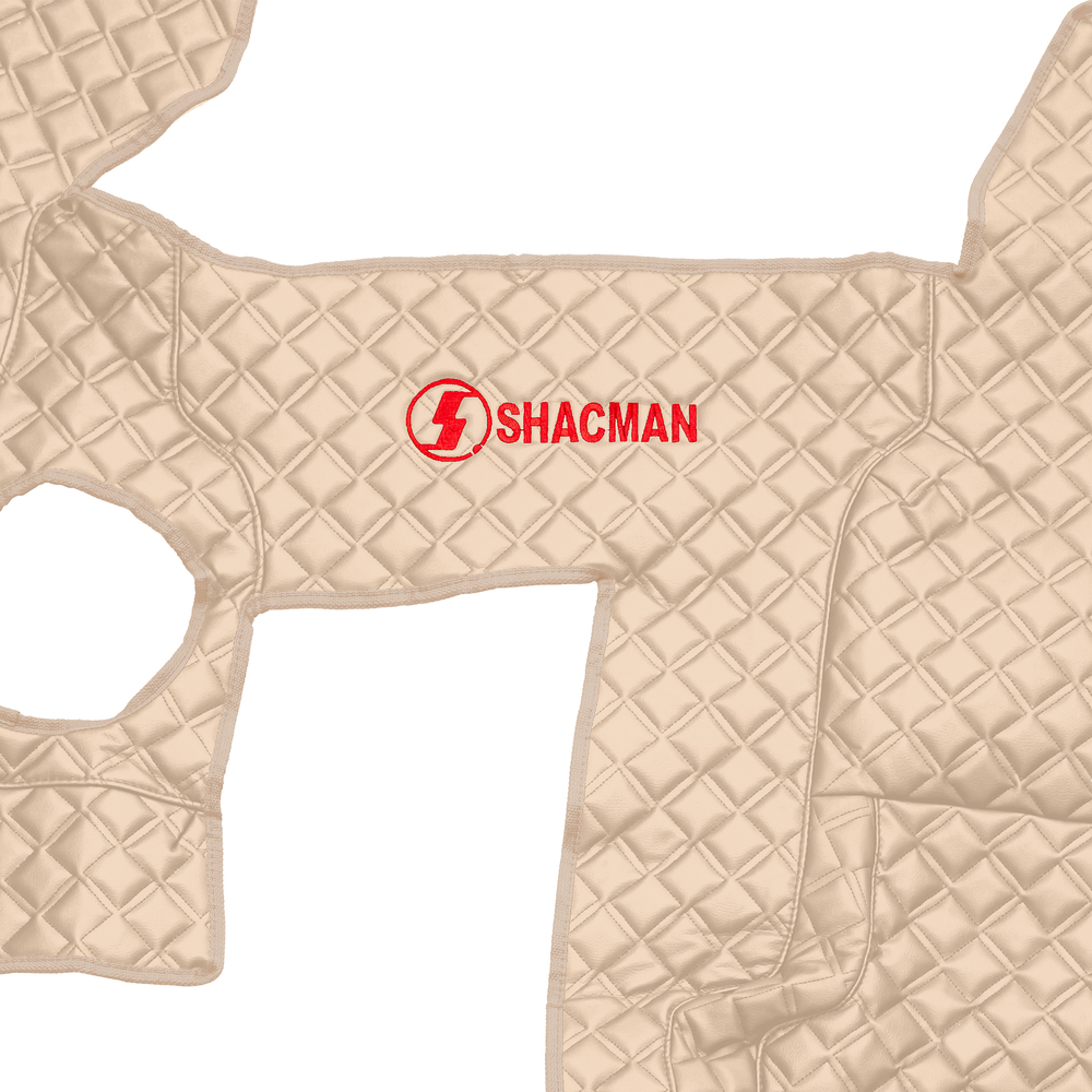 Ковры SHACMAN F3000 (экокожа, бежевый, бежевый кант, красная вышивка)
