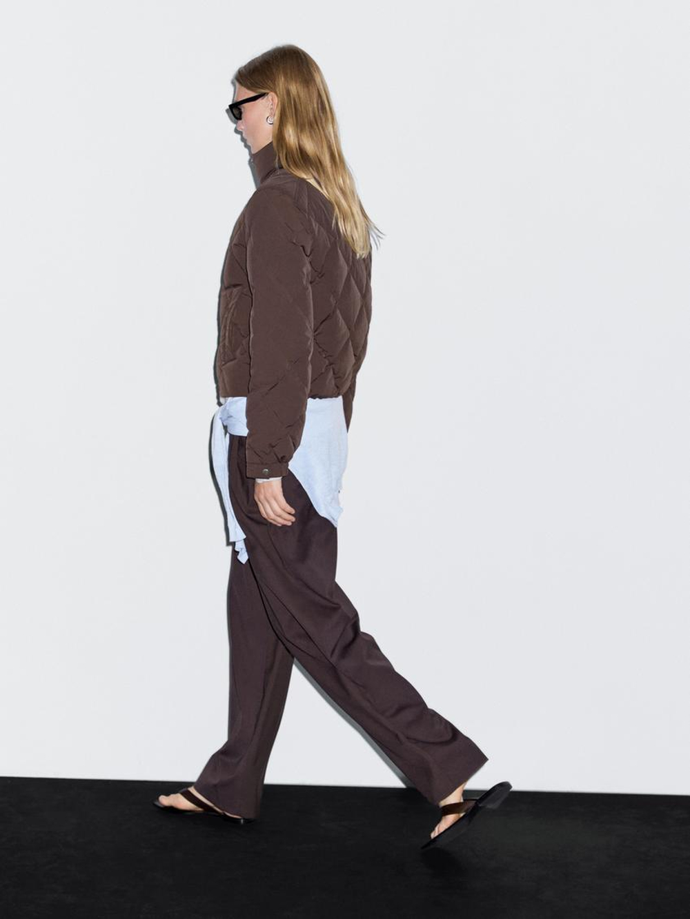 Massimo Dutti Короткая стеганая куртка, бургунди