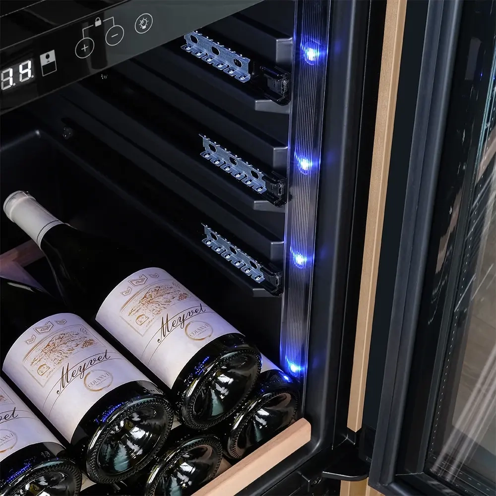 Винный шкаф двухзонный Meyvel MV77PRO-KBT2 (Натуральный бук)