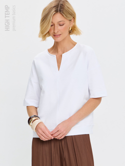 Плотная футболка из футера 2-нитки с V-вырезом HIGH TEMP