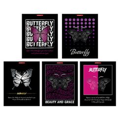 Dəftər \ Тетрадь 48 листов А5 клетка Бабочки на черном (ассорти)