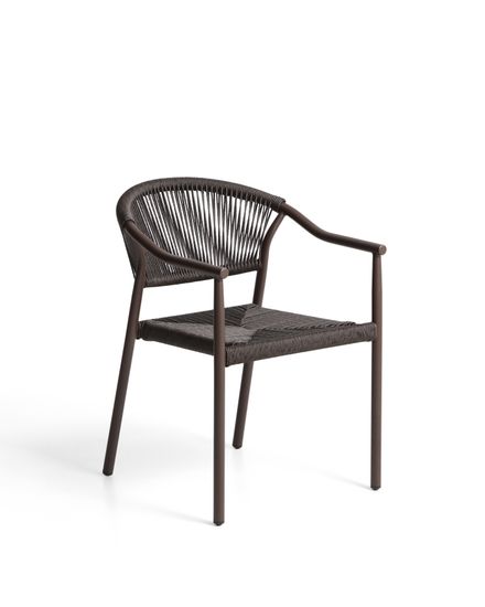 Уличный стул Livadia из коричневого алюминия и веревки