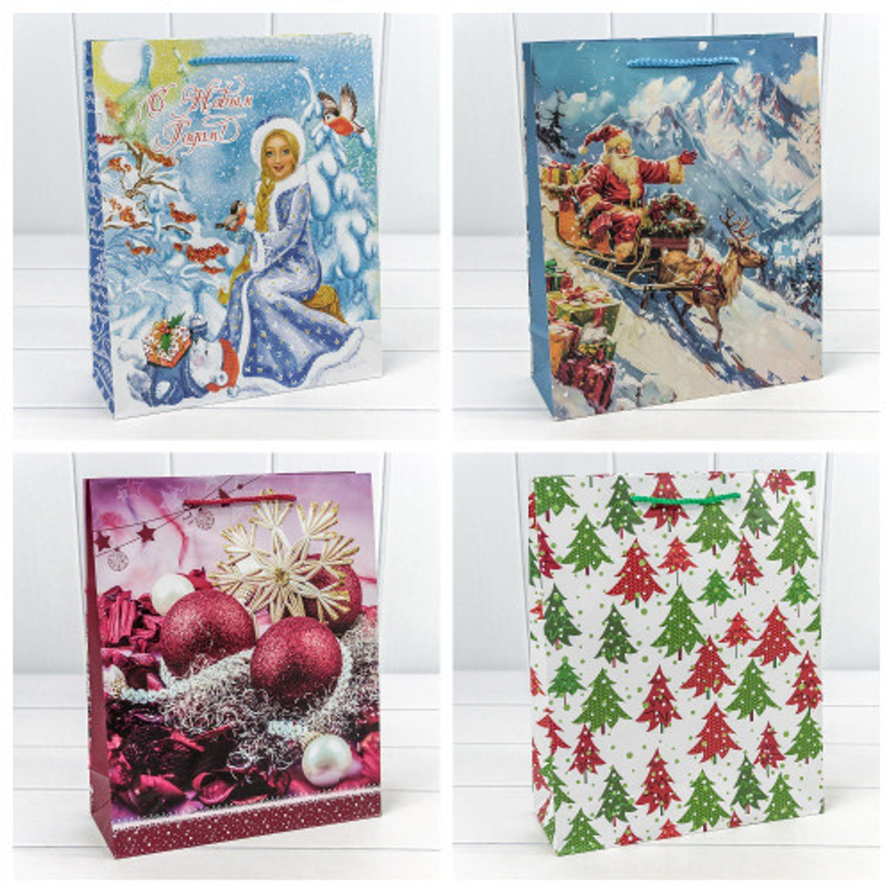 Пакет подарочный 26 х 32 х 10 см Набор 4 шт "Микс" (Микс)